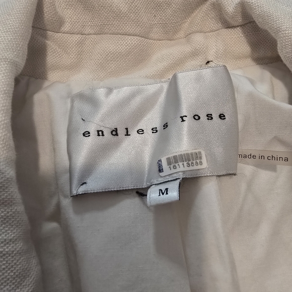 Endless Rose Linen Oversized Vest Blazer In White linen blend Vest Sleeveless - Picture 5 of 10